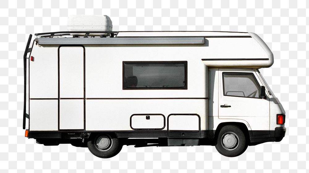 White campervan png sticker, vehicle image on transparent background