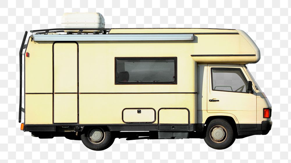 Beige campervan png sticker, vehicle image on transparent background