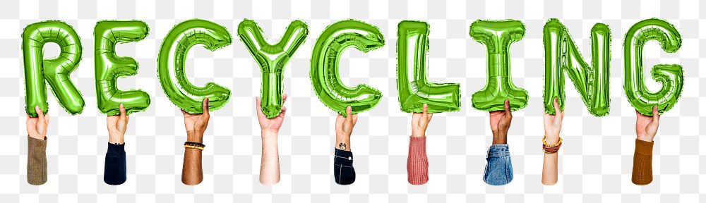 Recycling balloon png word sticker, transparent background