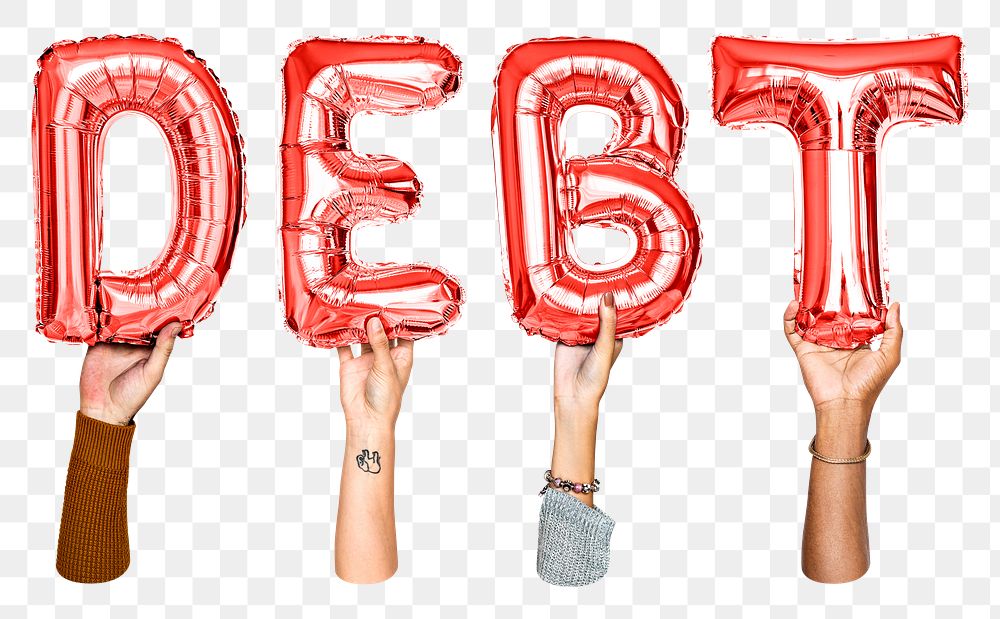 Debt balloon png word sticker, transparent background