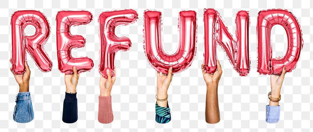 Refund balloon png word sticker, transparent background