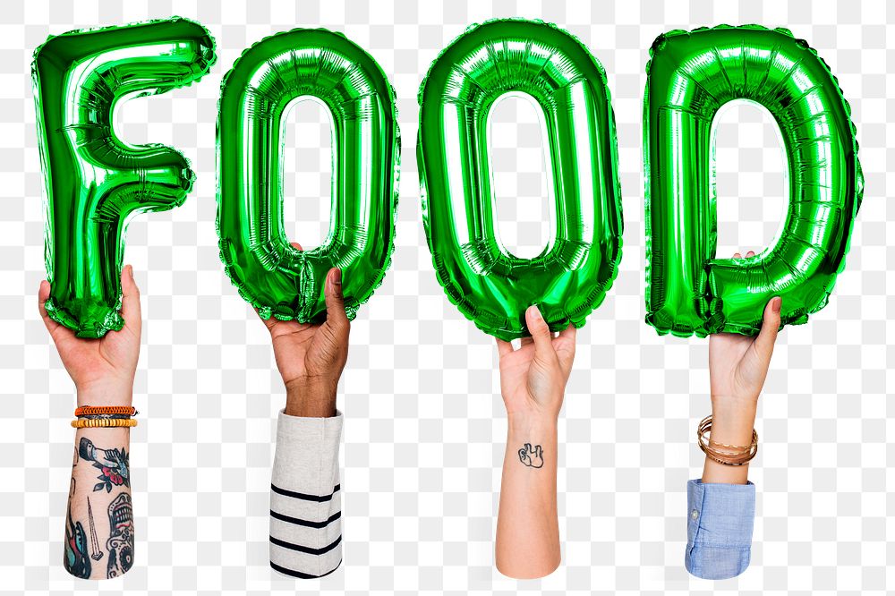 Food balloon png word sticker, transparent background