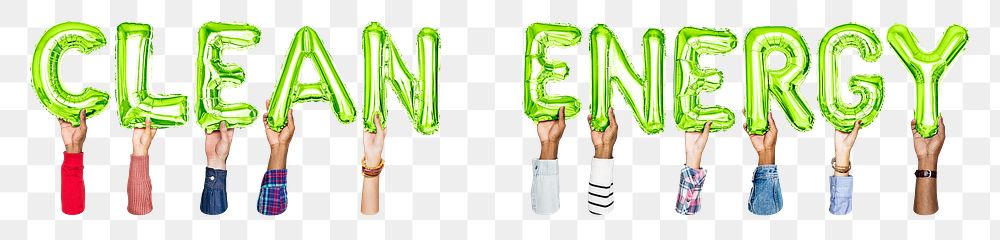 Clean energy balloon png word sticker, transparent background