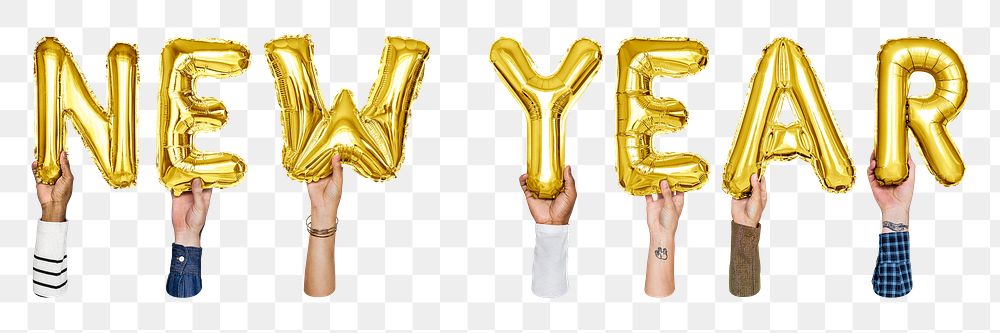 New Year balloon png word sticker, transparent background