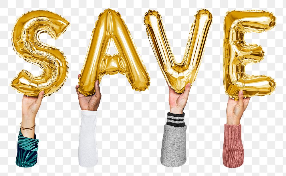 Save balloon png word sticker, transparent background