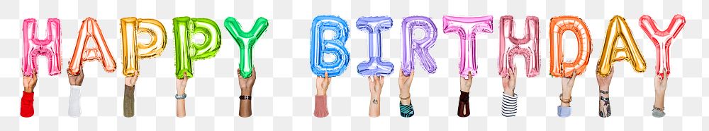 Happy Birthday balloon png word sticker, transparent background