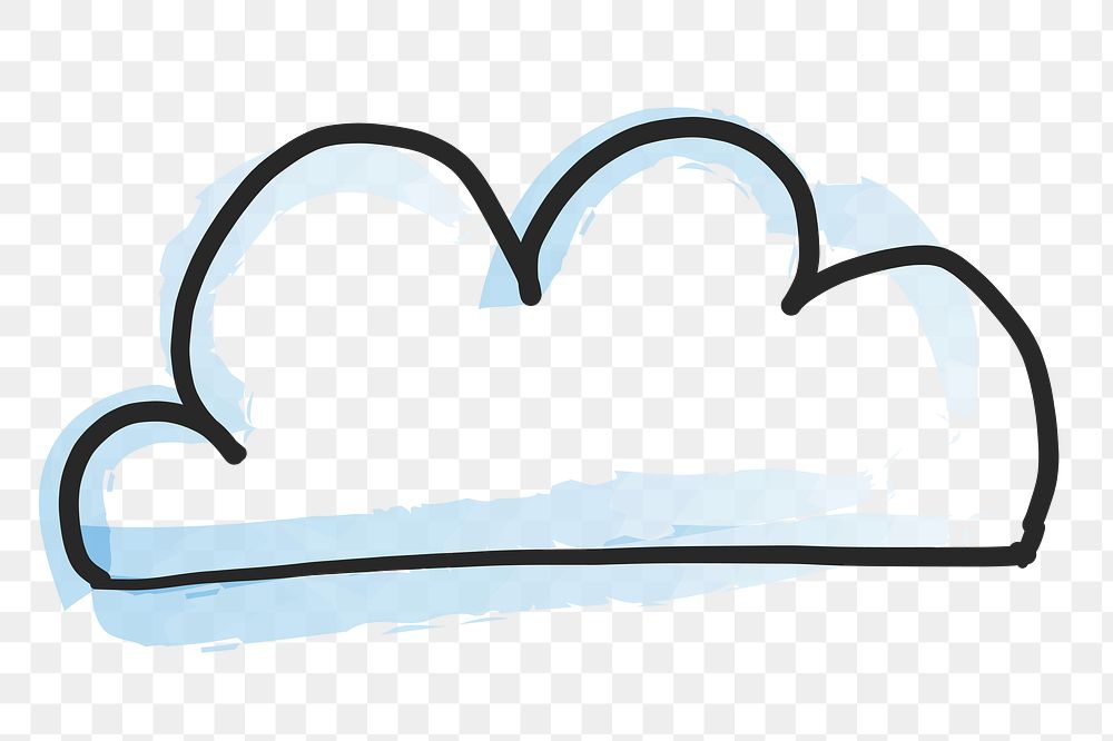 Cloud png doodle, digital sticker in transparent background
