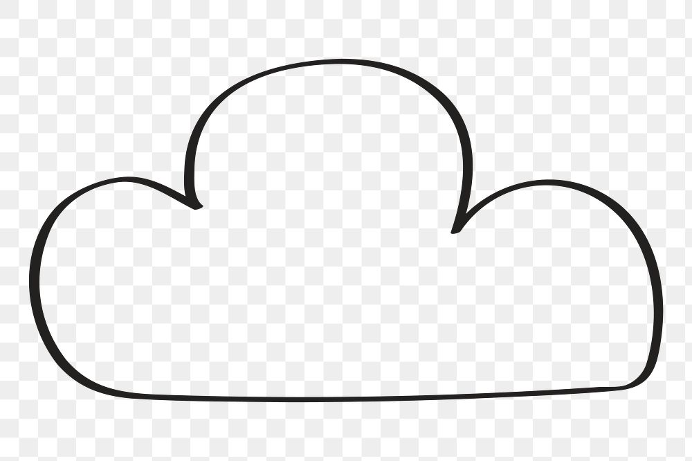 Minimal cloud png icon, simple doodle illustration in transparent background