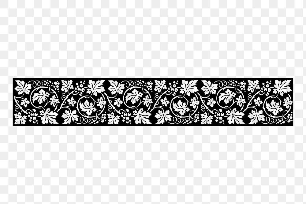 Floral ornament divider png sticker, vintage decorative illustration on transparent background. Free public domain CC0 image.