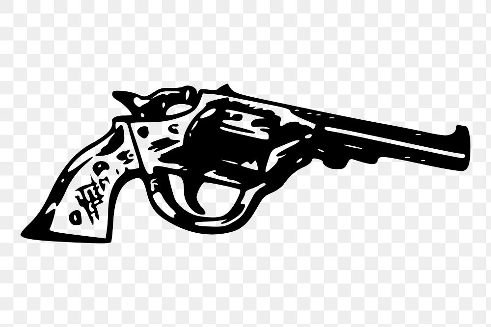 Pistol gun png sticker, vintage weapon illustration on transparent background. Free public domain CC0 image.