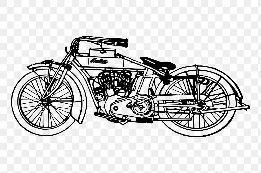 Motorcycle png sticker, vintage vehicle illustration on transparent background. Free public domain CC0 image.