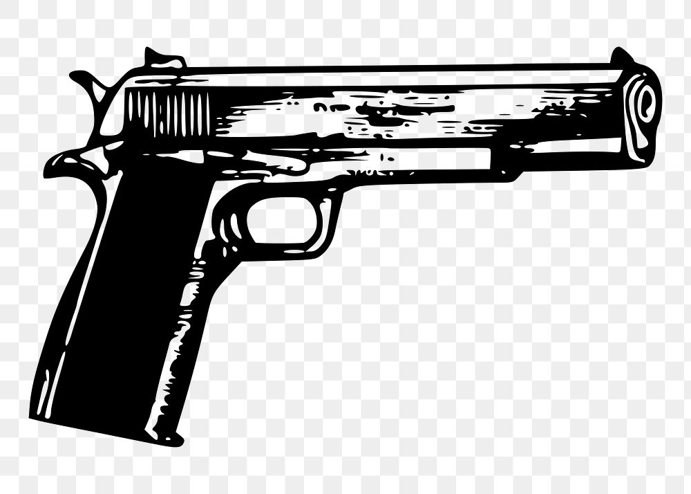 Pistol gun png sticker, weapon vintage illustration on transparent background. Free public domain CC0 image.