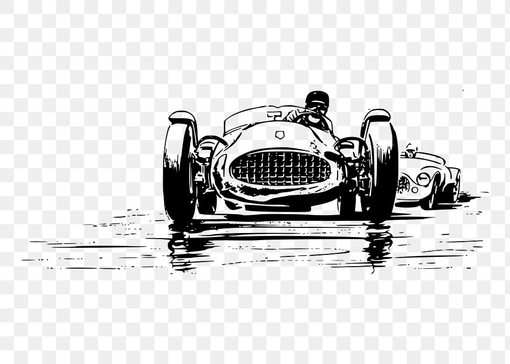 Racing car png sticker, vehicle vintage illustration on transparent background. Free public domain CC0 image.