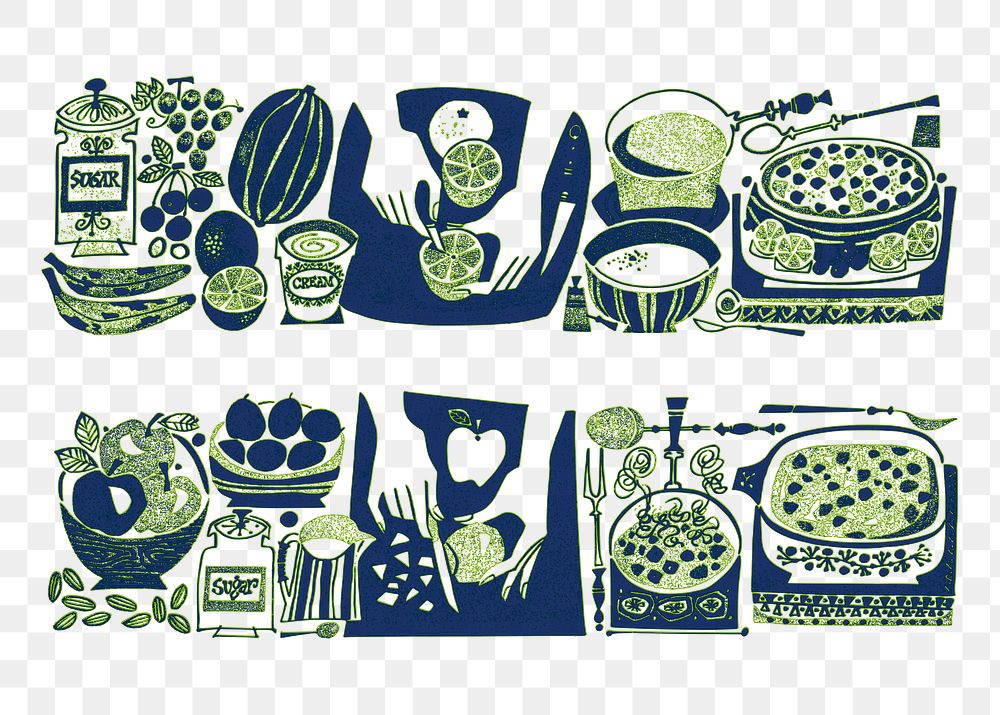 Cooking table png sticker, green abstract illustration, transparent background. Free public domain CC0 image.