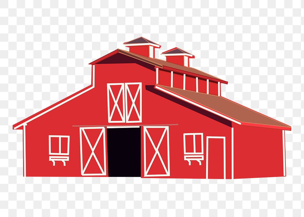 Red barn png sticker, farming illustration on transparent background. Free public domain CC0 image.