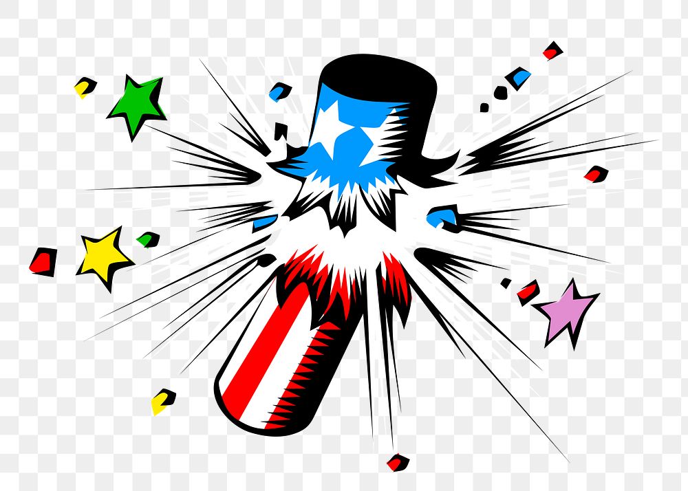 Png 4th of July firecracker sticker, celebration illustration on transparent background. Free public domain CC0 image.