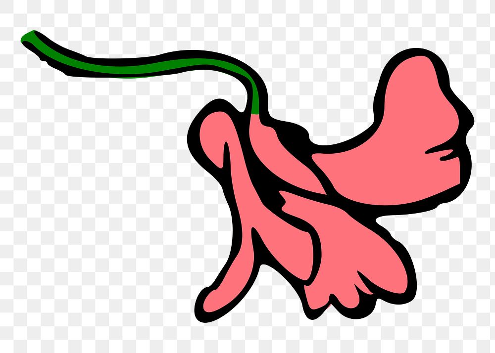 Pink flower png sticker, botanical illustration on transparent background. Free public domain CC0 image.