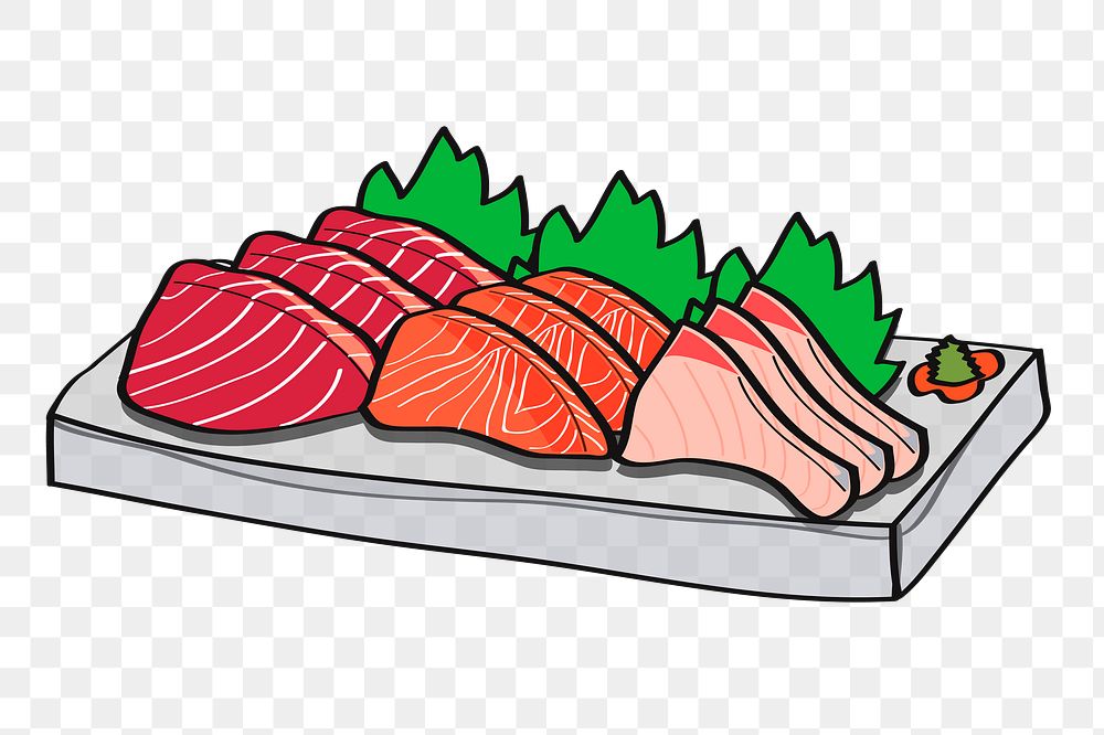 Japanese sashimi png sticker, Asian food illustration on transparent background. Free public domain CC0 image.