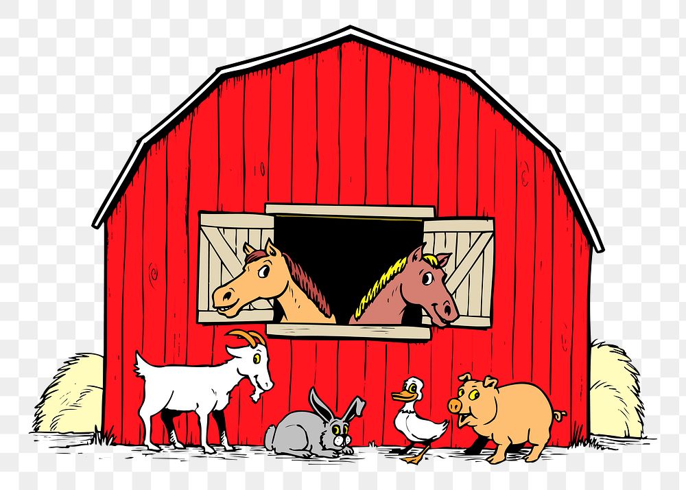 Animal barn png sticker, farming illustration on transparent background. Free public domain CC0 image.