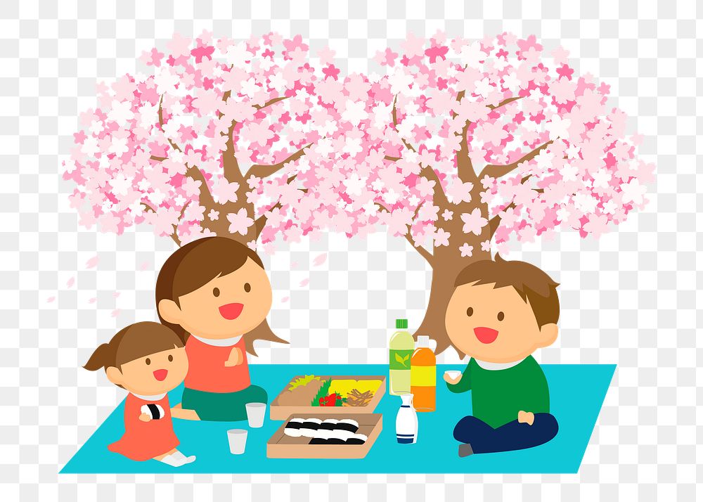 Picnic family png sticker, Spring illustration on transparent background. Free public domain CC0 image.