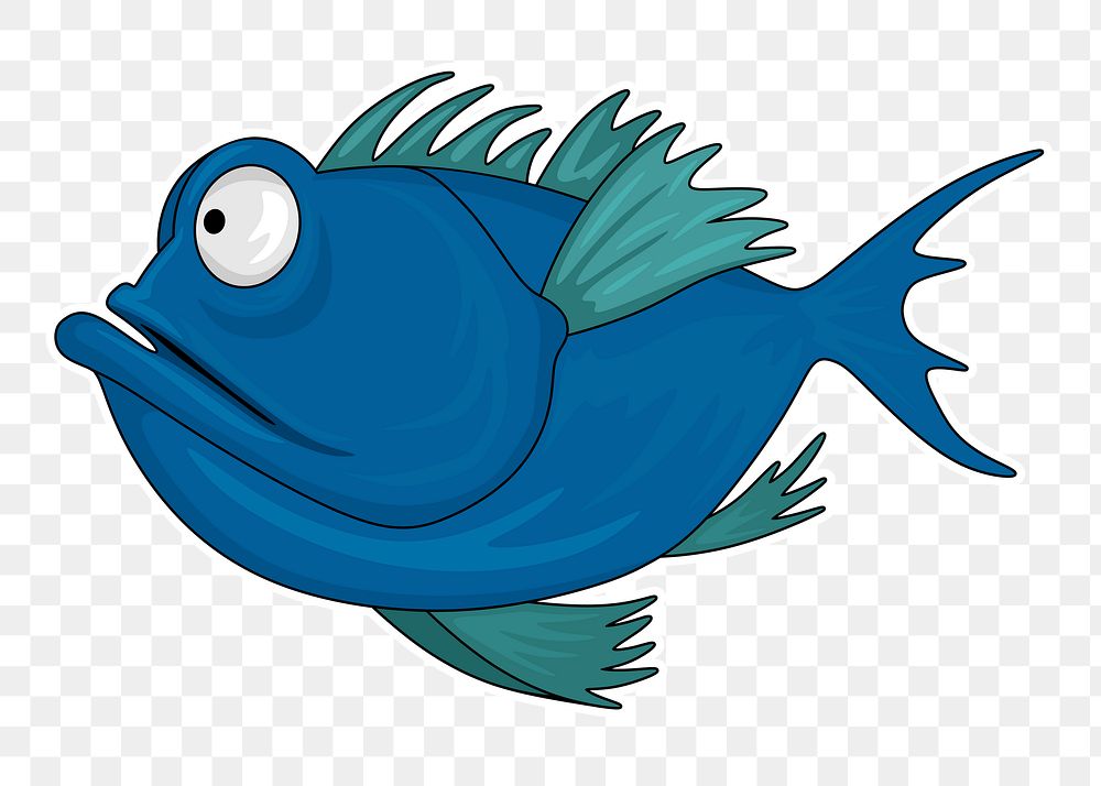 Cartoon fish png sticker, sea life illustration on transparent background. Free public domain CC0 image.