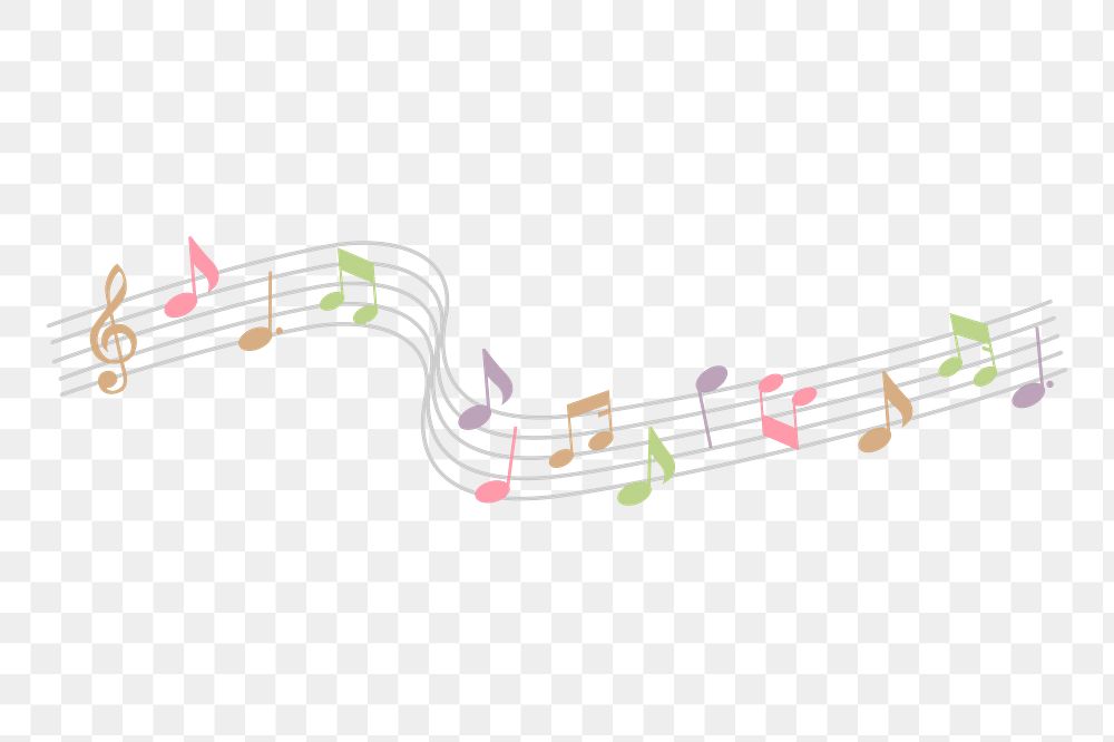Music notes png sticker, colorful illustration on transparent background. Free public domain CC0 image.