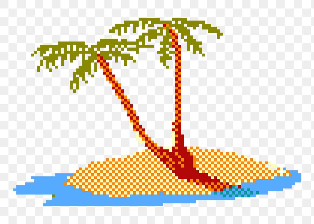 Glitch island png sticker, retro game illustration on transparent background. Free public domain CC0 image.