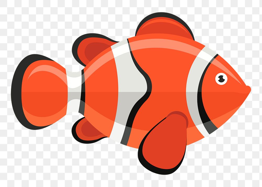 Clownfish png sticker, sea life illustration on transparent background. Free public domain CC0 image.