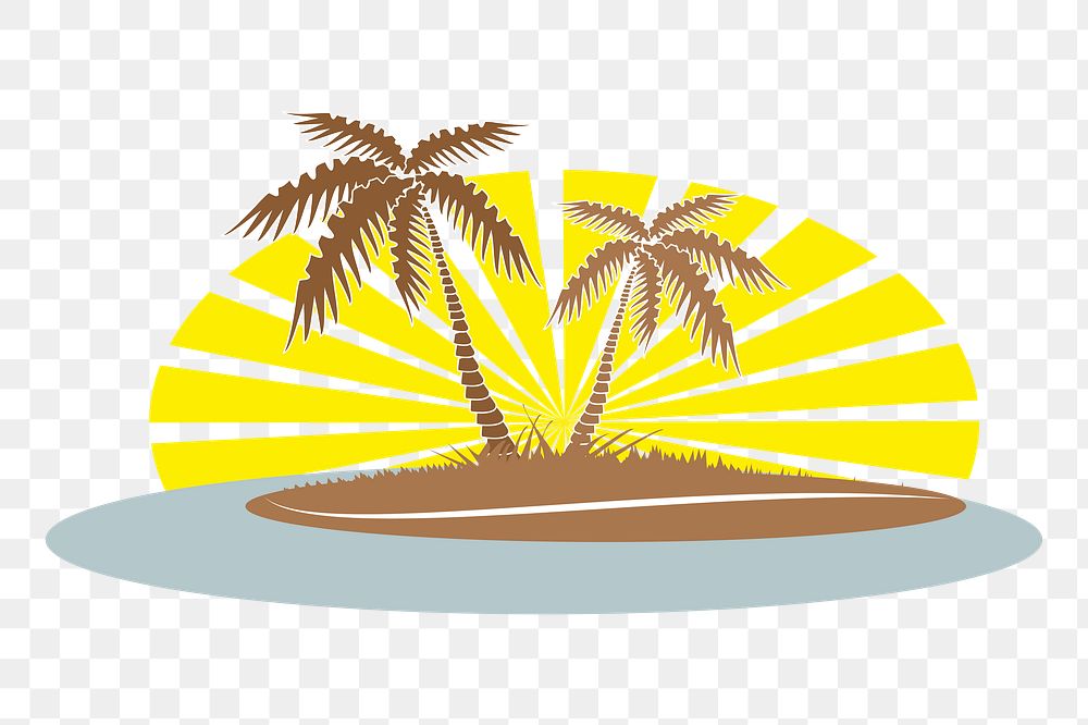 Tropical island png sticker, summer illustration on transparent background. Free public domain CC0 image.