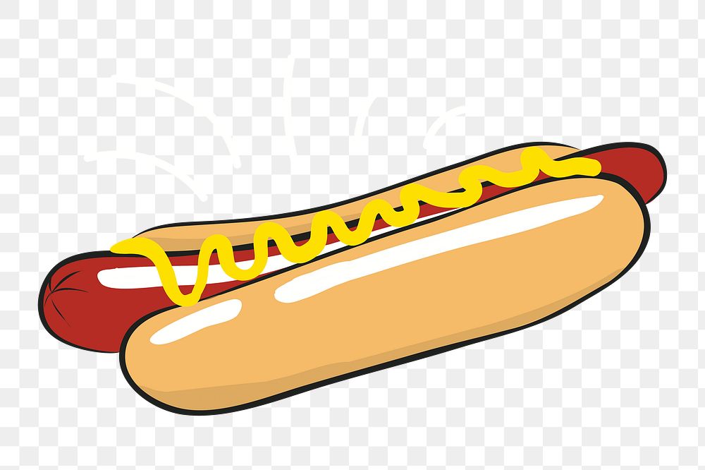 Hotdog png sticker, fast food illustration on transparent background. Free public domain CC0 image.