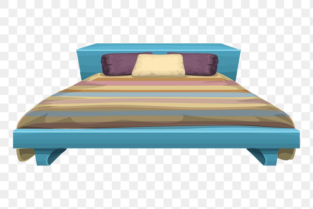 Bed png sticker, bedroom furniture illustration on transparent background. Free public domain CC0 image.