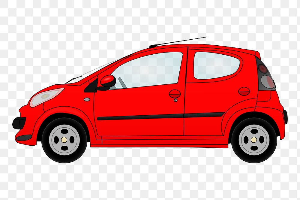 Red car png sticker, vehicle illustration on transparent background. Free public domain CC0 image.