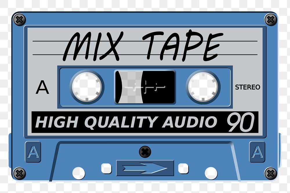 Cassette tape png sticker, retro music illustration on transparent background. Free public domain CC0 image.