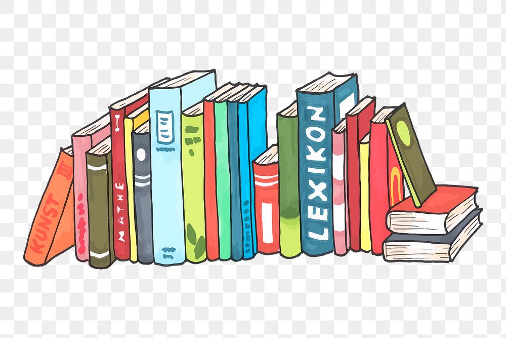 Colorful books png sticker, stationery illustration on transparent background. Free public domain CC0 image.