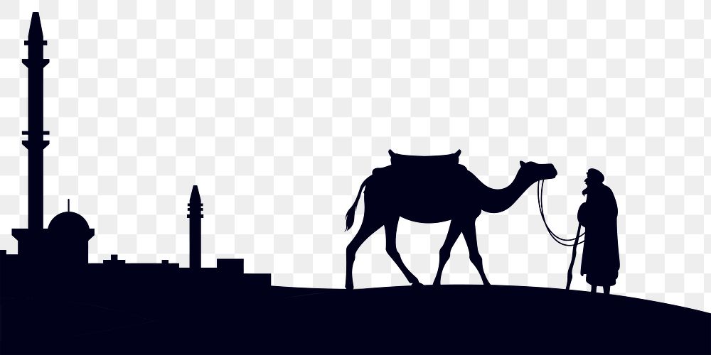 Egyptian desert png border, silhouette aesthetic illustration on transparent background. Free public domain CC0 image.