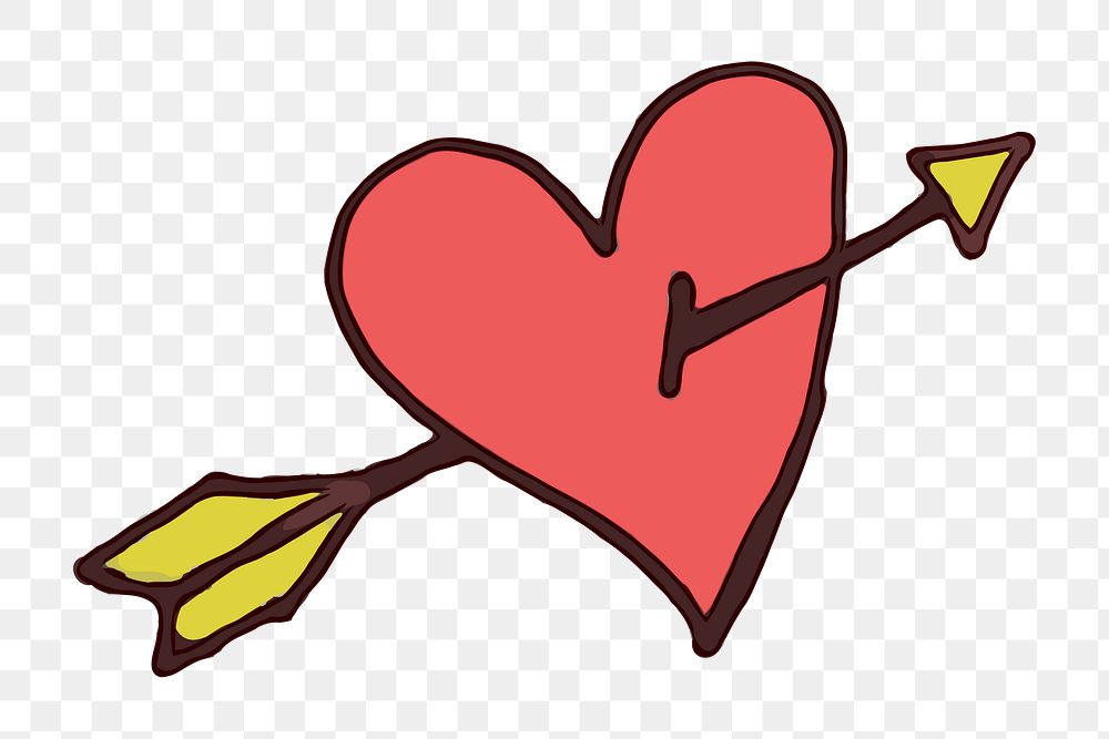 Png heart and arrow sticker, Valentine's celebration illustration on transparent background. Free public domain CC0 image.