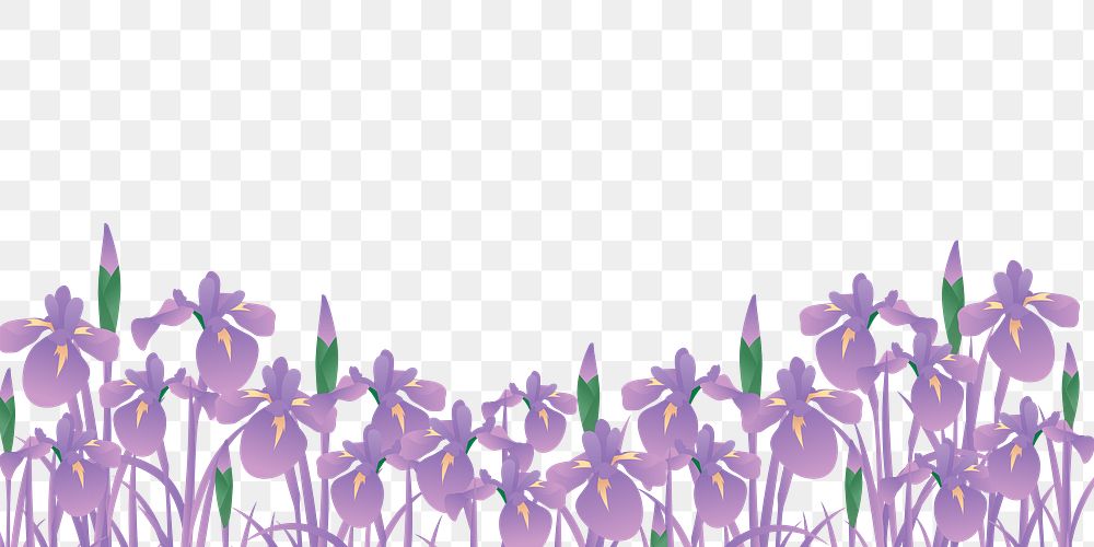 Purple flower png border, Spring illustration on transparent background. Free public domain CC0 image.