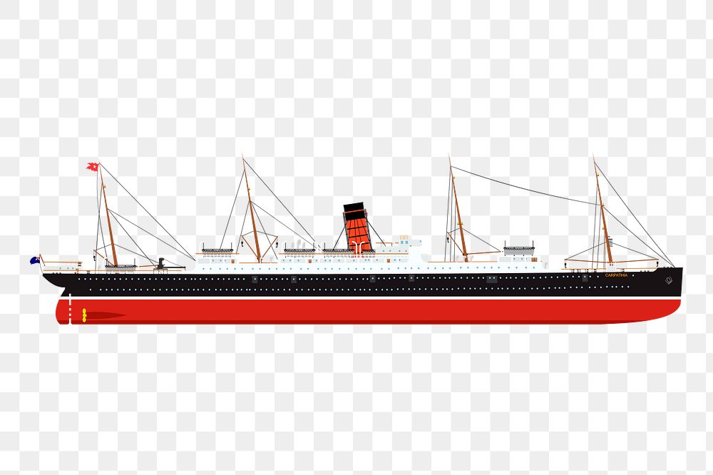 Ocean liner png ship sticker, transportation illustration on transparent background. Free public domain CC0 image.