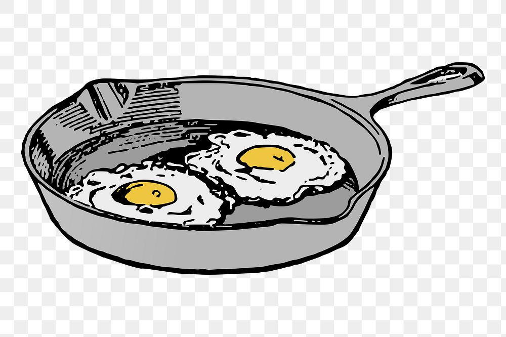 Fried eggs png sticker, food illustration on transparent background. Free public domain CC0 image.