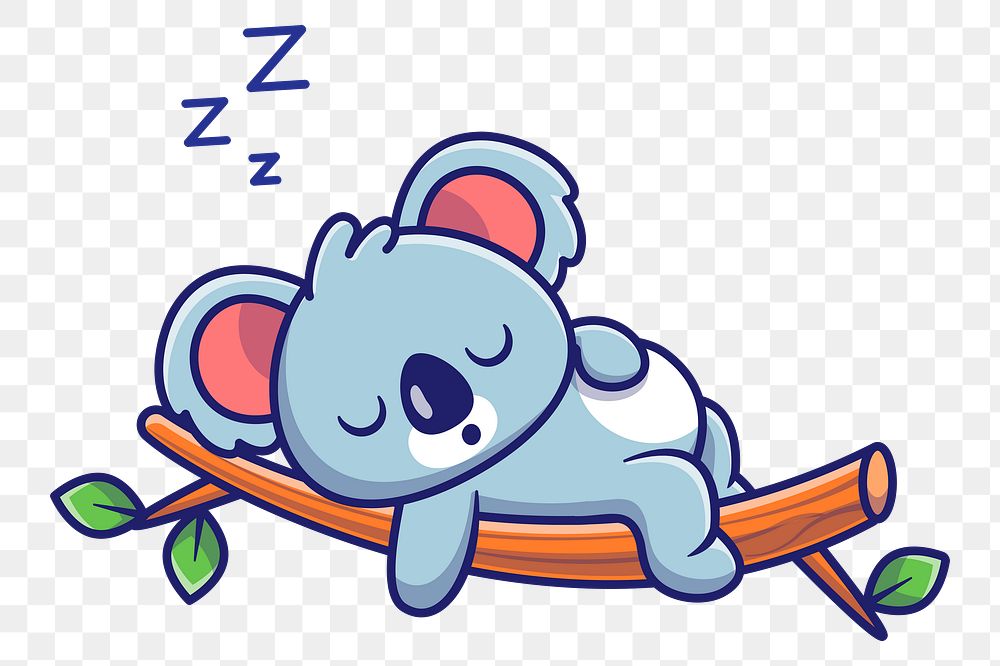 Sleeping koala png sticker, animal illustration on transparent background. Free public domain CC0 image.