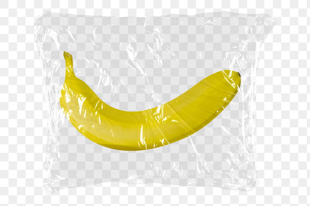 Banana png plastic packaging sticker, transparent background