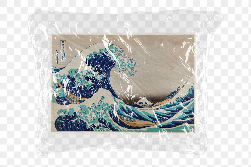 Png Hokusai's Great Wave artwork, transparent background, remixed by rawpixel