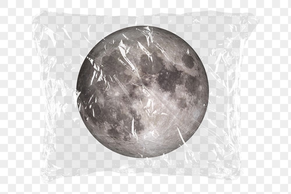 Full moon png plastic packaging sticker, transparent background