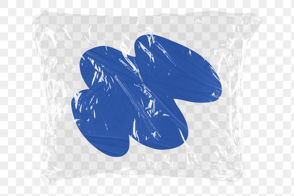Blue shape png plastic packaging sticker, transparent background