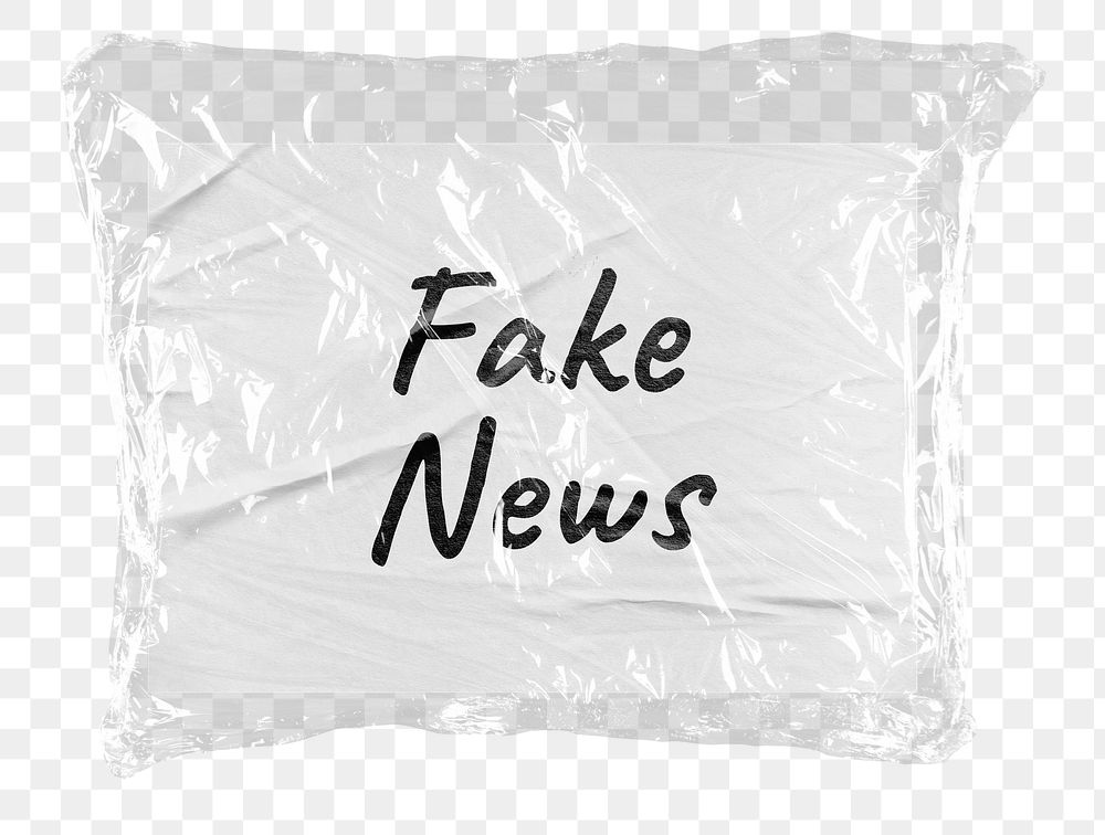 Fake news png word sticker, plastic covered message, transparent background