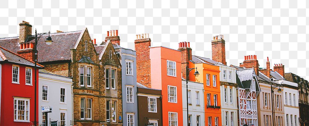 Rowhouse border png, urban architecture, transparent background