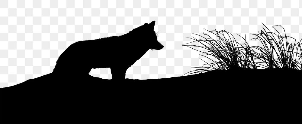 PNG silhouette wolf border, wildlife collage element, transparent background