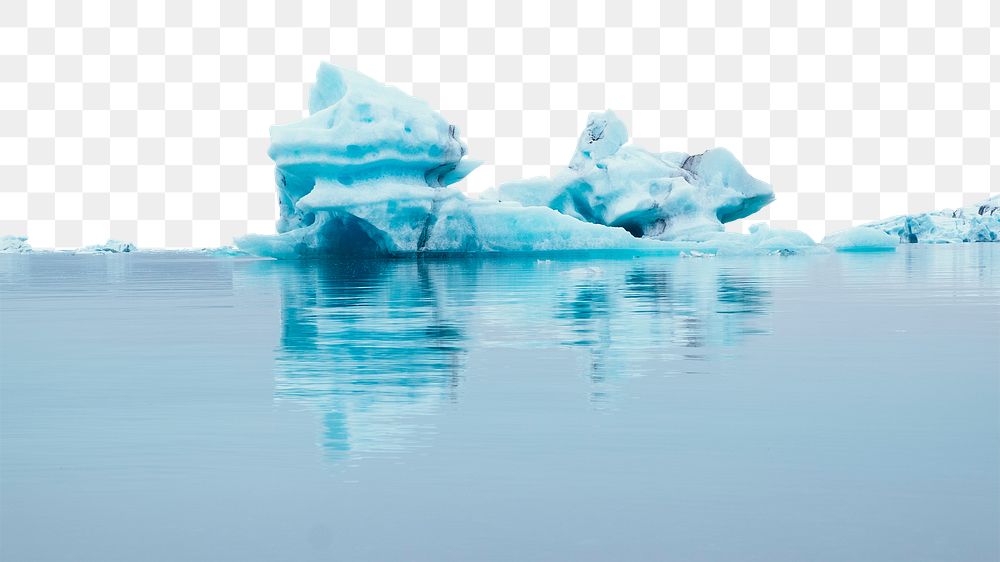 PNG melting iceberg border, global warming collage element, transparent  background