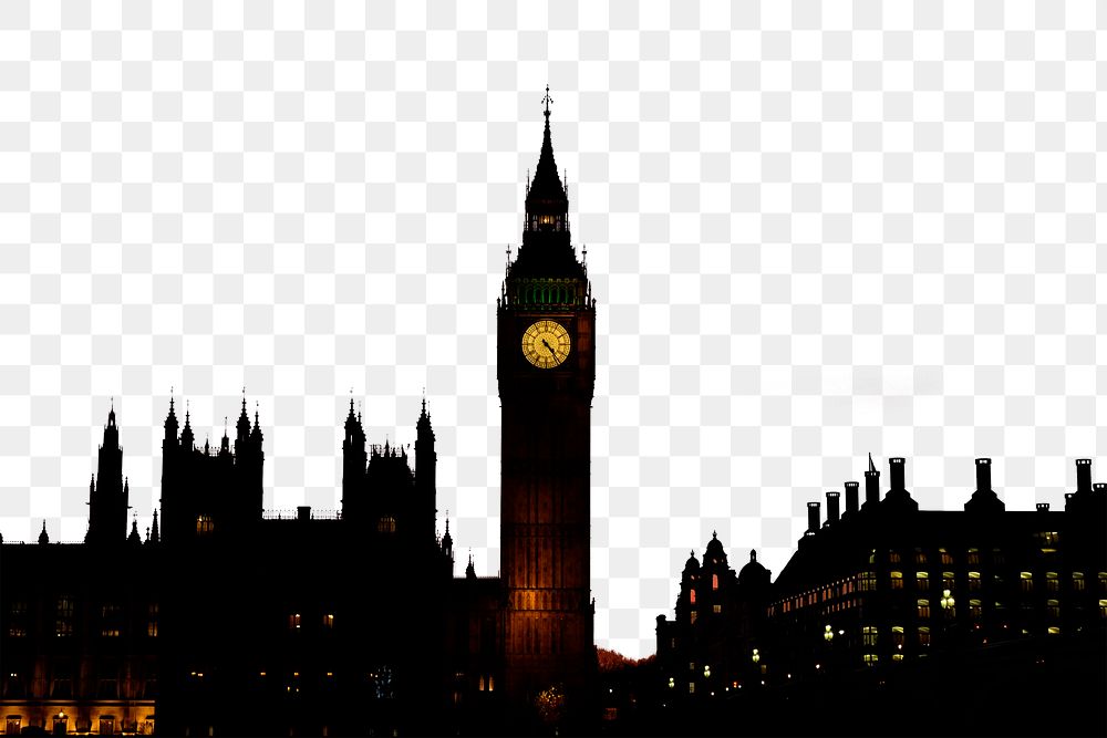 London border png, Big Ben clock tower, transparent background