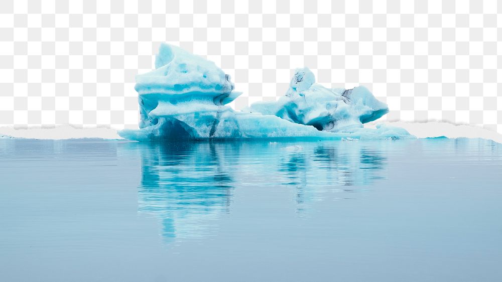 PNG melting iceberg border, ripped paper texture, transparent background